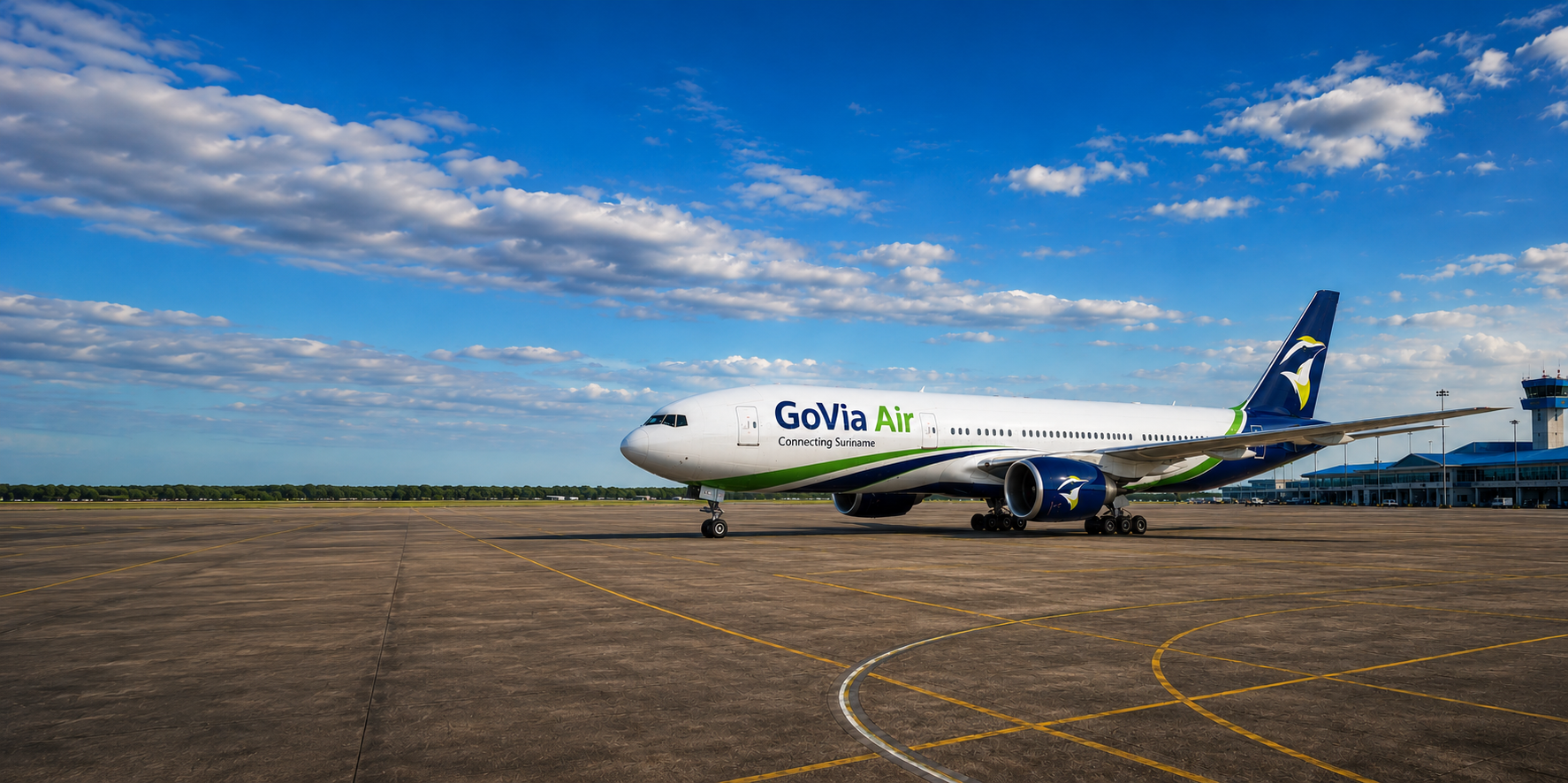 GoVia Air vliegtuig op luchthaven Suriname